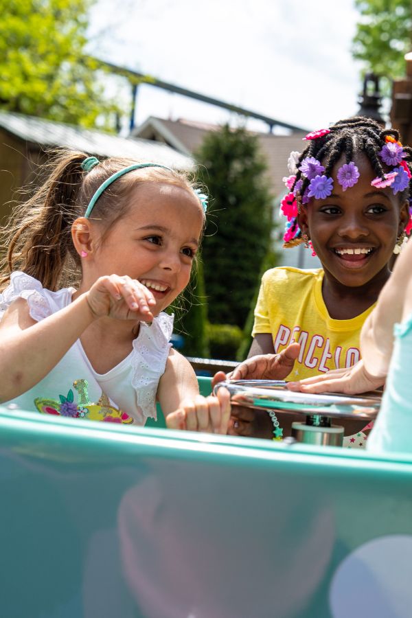 Girls on teacup ride