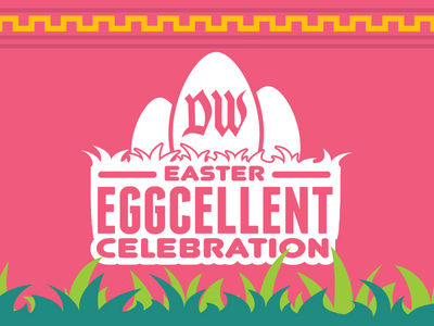Eggcellent Easter Celebration logo and grass