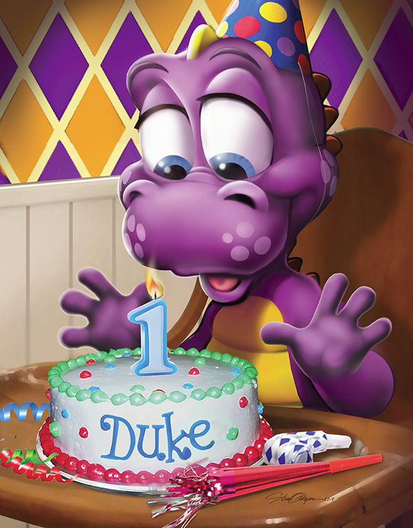 Duke blowing out candles