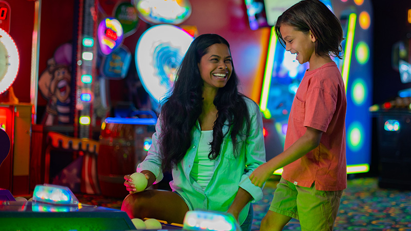 Family at arcade